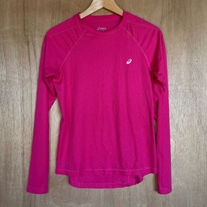 NWOT Asics Bright Magenta Barbie Pink Long Sleeve Night Running Workout Top S